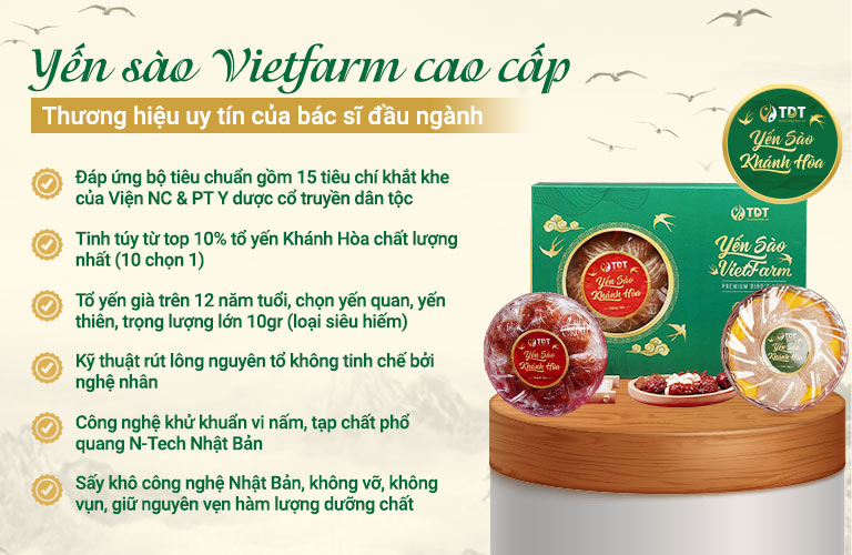 Yến sào Vietfarm - Cam kết 100% tổ yến nguyên chất chính gốc Khánh Hòa