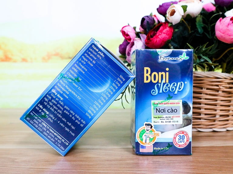 Boni Sleep chứa các thành phần tự nhiên được biết đến với khả năng thúc đẩy giấc ngủ thư thái