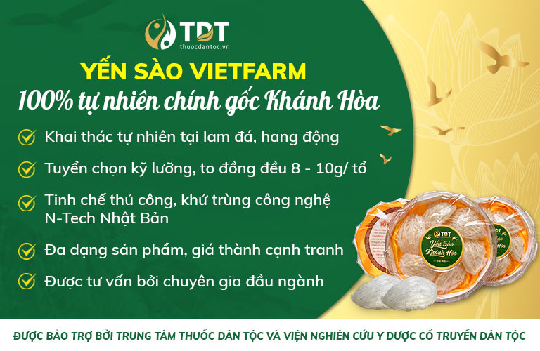 Yến sào Vietfarm cam kết 100% chính gốc Nha Trang - Khánh Hòa